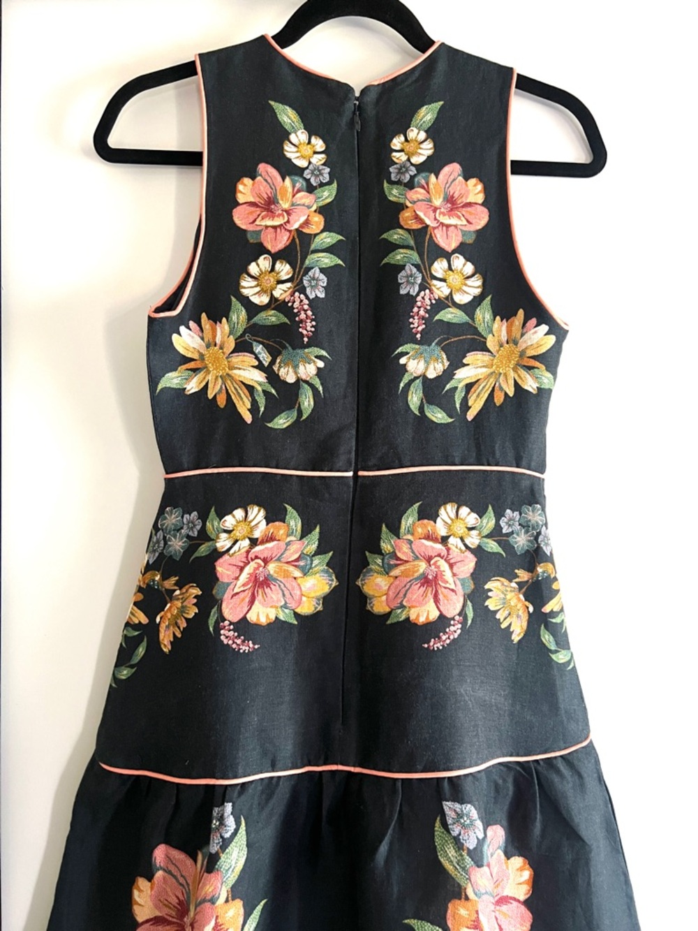 FARM Rio Maira Floral Dark Blue Linen Midi Dress Size XS NWT - Picture 8 of 16